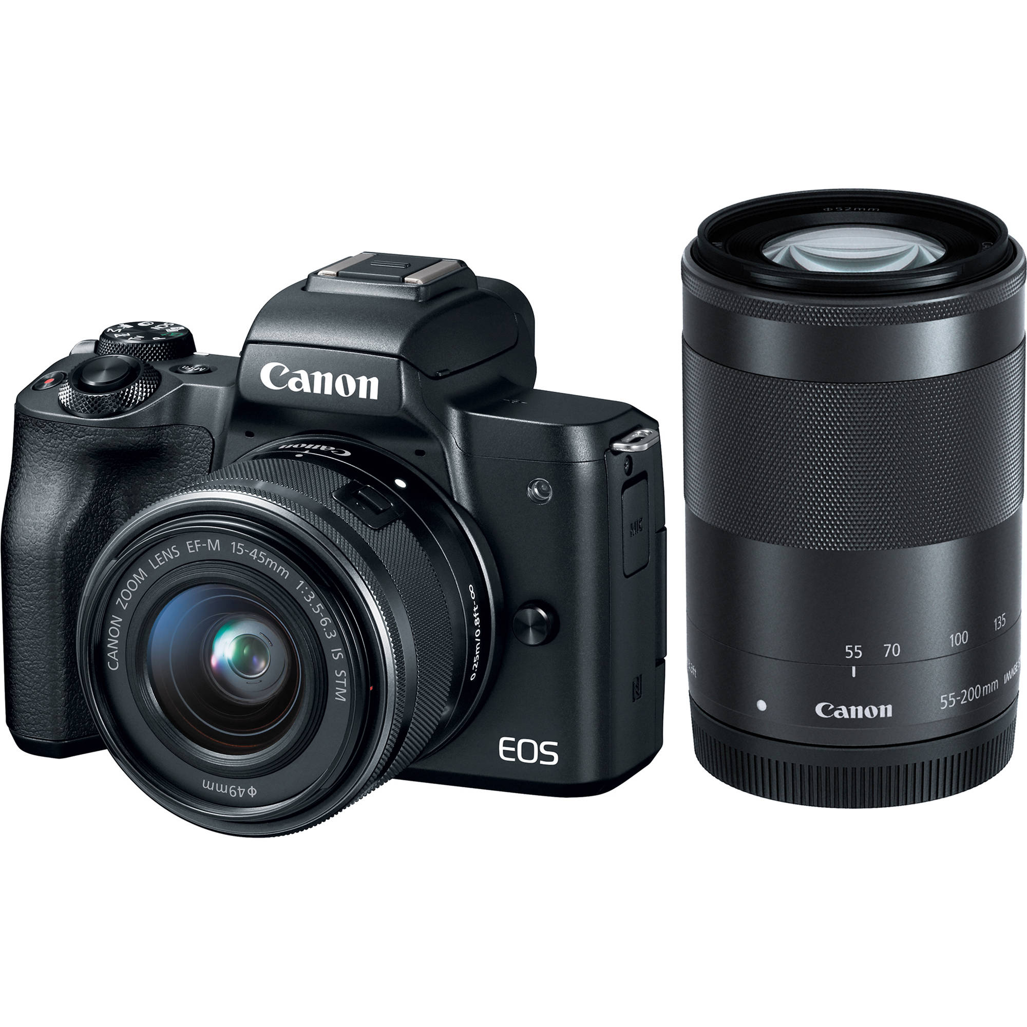 برسی کیت دو لنز بدون آینه کانن Canon EOS M50 Mark II with 15-45mm and 55-200mm (Black)