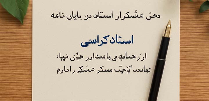 متن تشکر از استاد در پایان نامه