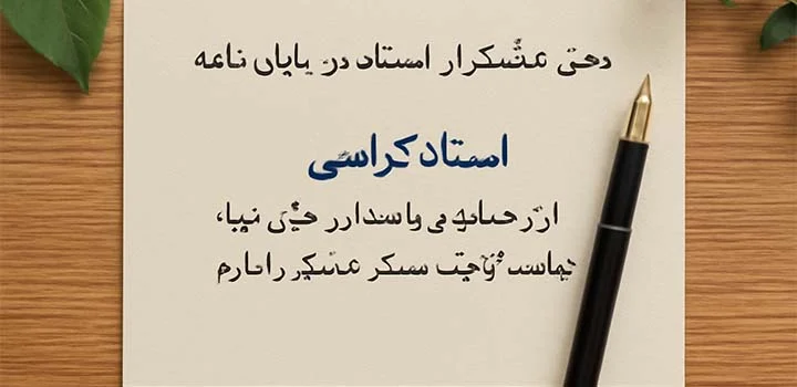متن تشکر از استاد در پایان نامه